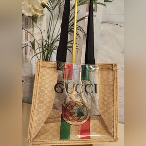 Fun Novelty Mini Tote! Plastic and Raffia! New! Great Holiday Gift!